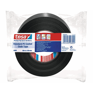 TESA TEKSTILTAPE PE-BELAGT SORT 50MMX50M