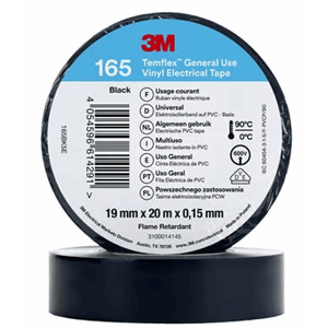 3M TEMFLEX VINYL ELEKTROTAPE 165 19MM 20M SVART