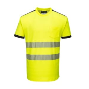 PORTWEST PW3 HI-VIS T-SKJORTE GUL/SORT