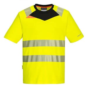 PORTWEST HIGH VIS T-SKJORTE GUL/SORT KORT ARM