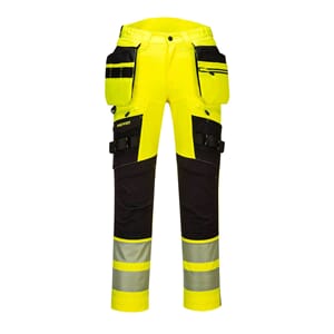 PORTWEST DX4 HI-VIS HÅNDVERKBUKSE STRETCH GUL/SORT