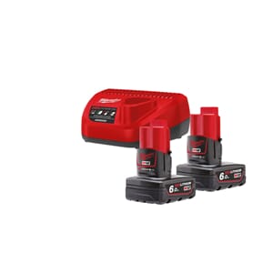 MILWAUKEE M12 BATTERIPAKKE NRG-602 2x6AH MED LADER