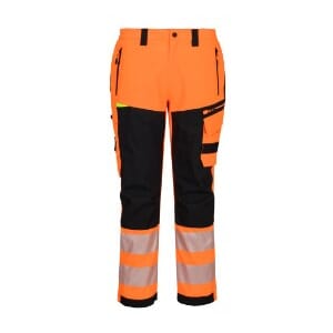 PORTWEST DX4 HI-VIS REGNBUKSE ORANSJE/SORT