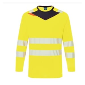 PORTWEST DX416 - DX4 HI-VIS T-SHIRT L/S GUL/SORT
