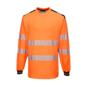 PORTWEST PW3 HI-VIS LANGERMET T-SKJORTE ORANSJE/SORT